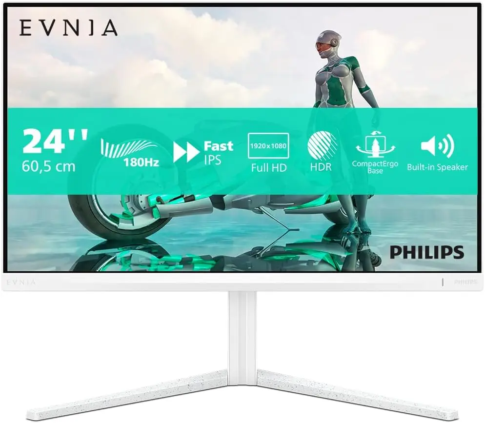 [24M2N3200A/56] PHILIPS 24M2N3201A - 23.8 inch Full HD gaming monitor, HDR10 180 Hz, 1ms GtG, FreeSync Prem., G-Sync comp. (1920x1080, 2x HDMI, DisplayPort) Black