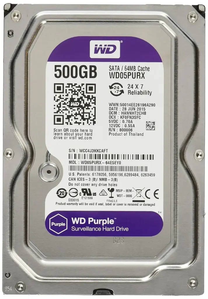 WD Purple 500 GB 3.5 Internal Hard Drive WD05PURX 