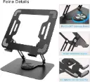 Laptop Stand with 360° Rotating Base, Height-Adjustable Laptop Stand, Ergonomic Notebook Stand, Ventilated Laptop Holder, Compatible with 10-17 Inch MacBook Pro/Air, Dell, Lenovo, Acer, Huawei