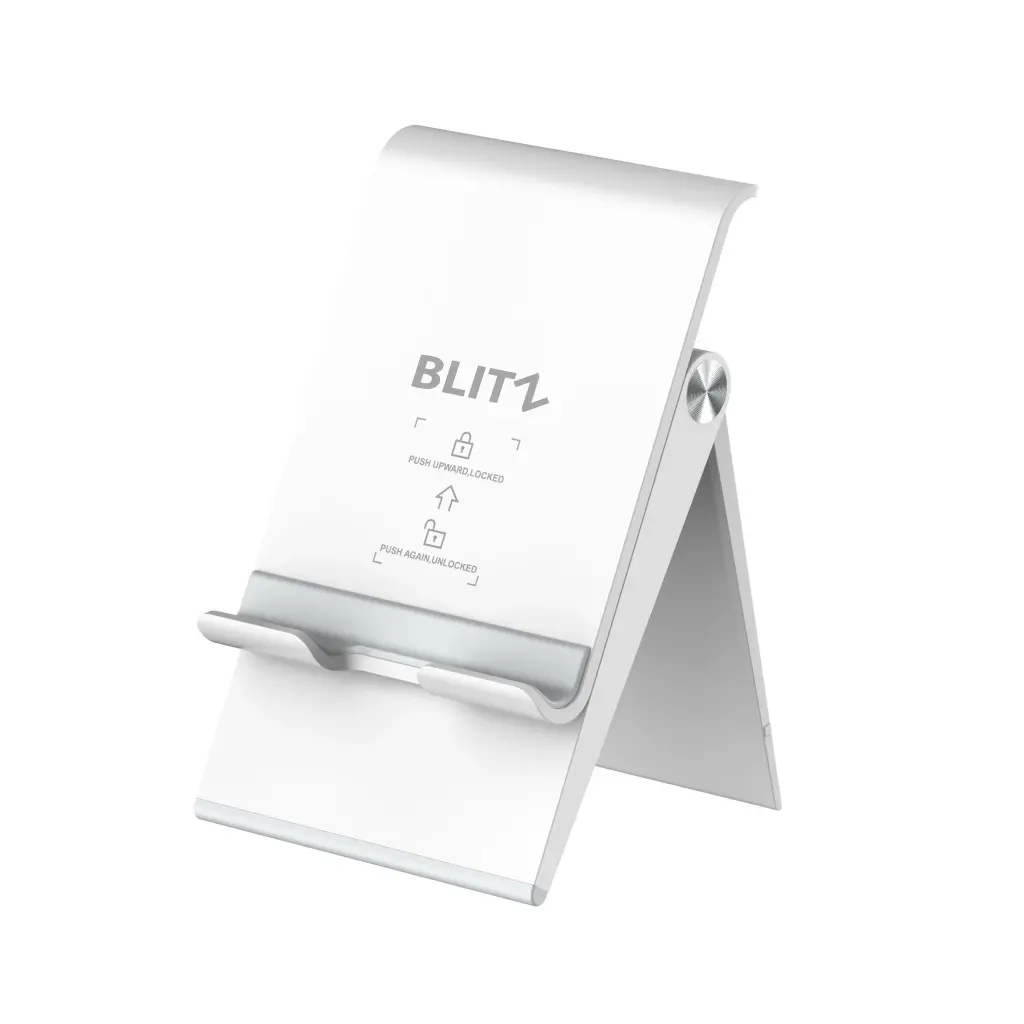BLITZ PH-01 Phone Stand Holder Multi-Angle Adjustable for Office Desk Tablet Fully Foldable Small Size Portable Compatible with Cell iPhone iPad Samsung Galaxy Tab Switch Kindle Tablets All Android Phone