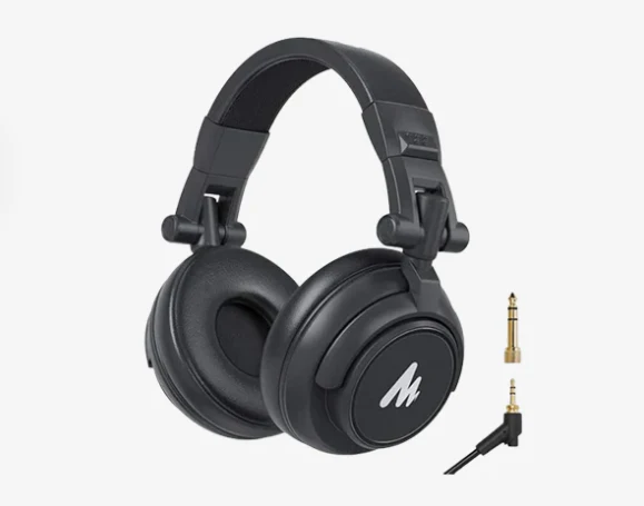 MAONO AU-MH601 Studio Headphones with 50MM Drivers AU-MH601 Over Ear Stereo Monitor Headphones for Music, DJ, Podcast (Black)