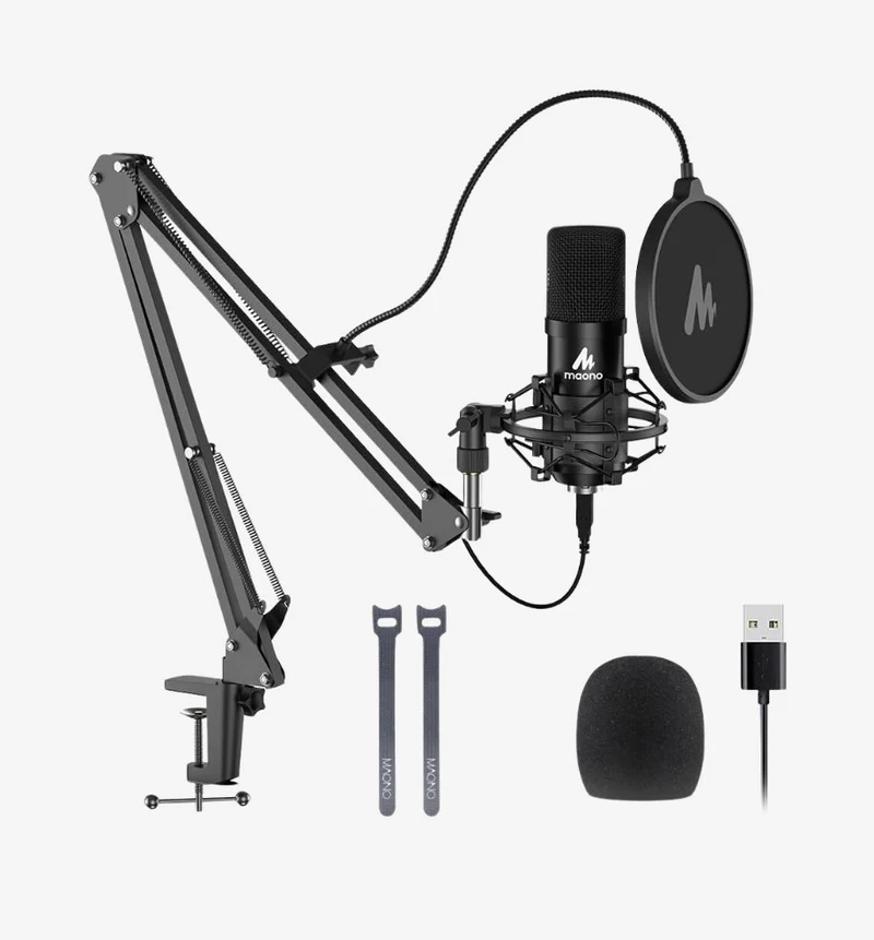 [A04] طقم ميكروفون MAONO A04 المكثف USB (AU-A04) بدقة 192 كيلوهرتز/24 بت مع ذراع حامل