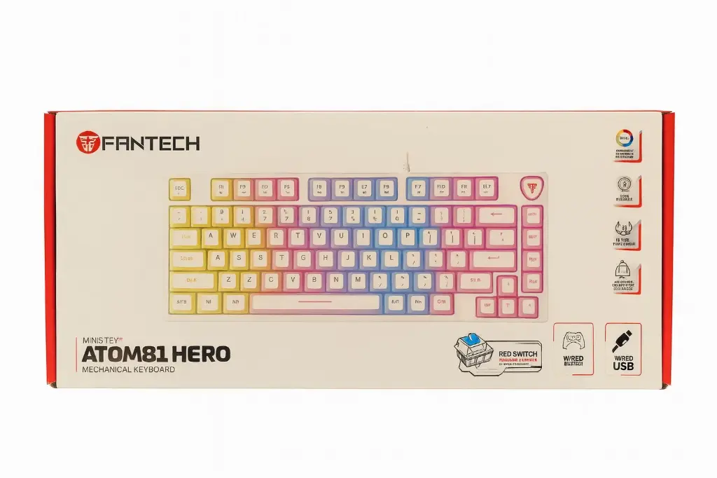 [MK875 V2 WH BL] ATOM 81 MK875 V2 WH BL HERO Edition Mechanical Keyboard – Blue Switch WHITE