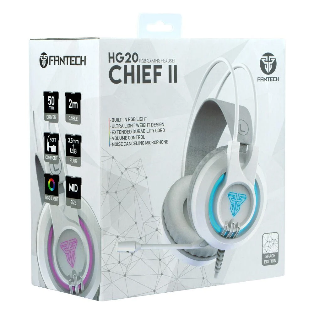 Fantech HG20 Chief II Space Edition Gaming Headset, RGB, Drivers 50mm, White, HG20-WE