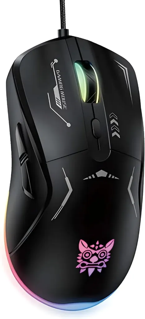 [CW917] ONIKUMA CW917 Gaming Mouse Wired- 6 Programming Button (Software)– 3600DPI Mechanical Mouse – 7 Colorful RGB Backlit Optical Gaming Mice for PC Laptop Gamer | Black