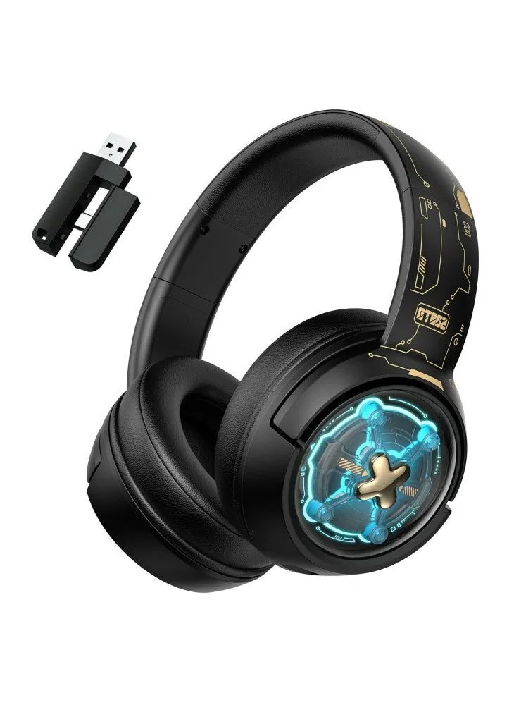[GT802 ONIKUMA] ONIKUMA GT802 Gaming Headset Triple Mode Low Latency RGB Light Wireless Headphone with USB Receiver - Black