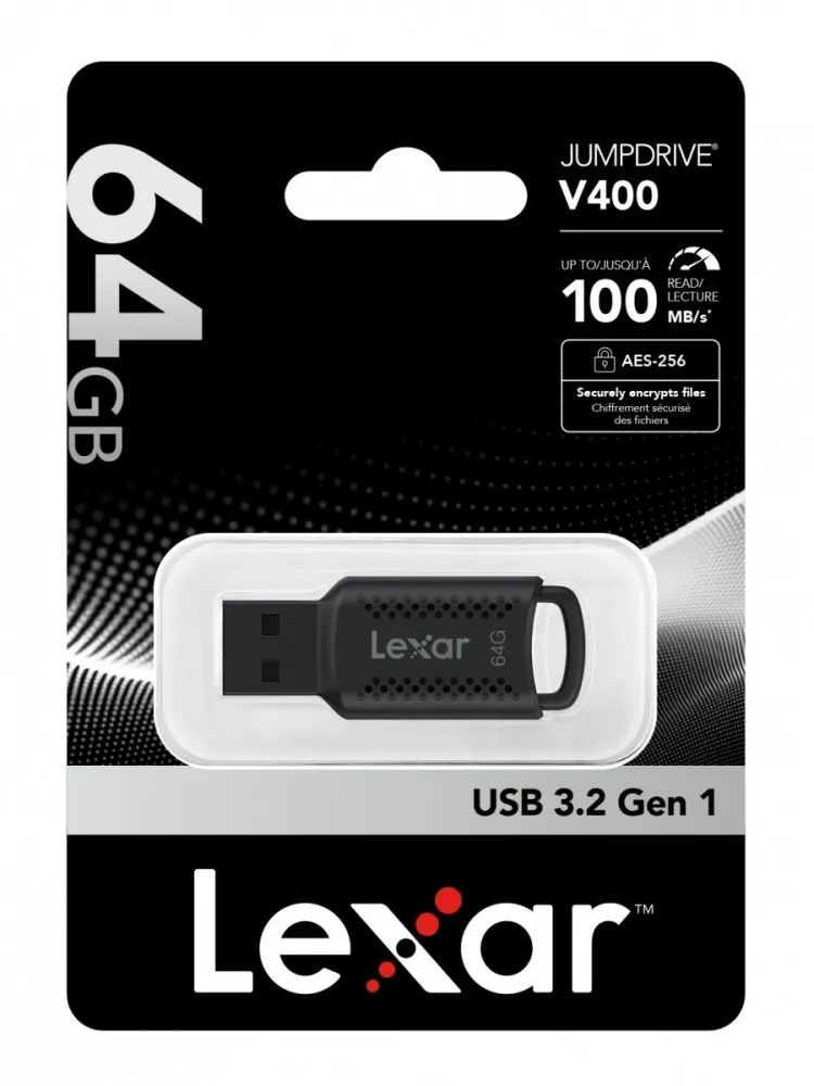 [Lexar V400] Lexar JumpDrive V400 USB3.2 Gen1 Flash Drive Black - 100MB/s  (64GB)