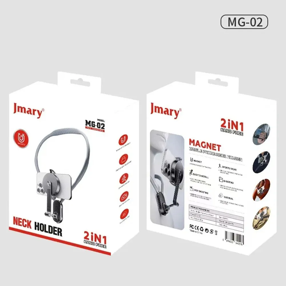 JMARY MG-02 Magnetic Neck Holder for Action Camera & Phone 360° Adjustable Silicone Necklace Mount 