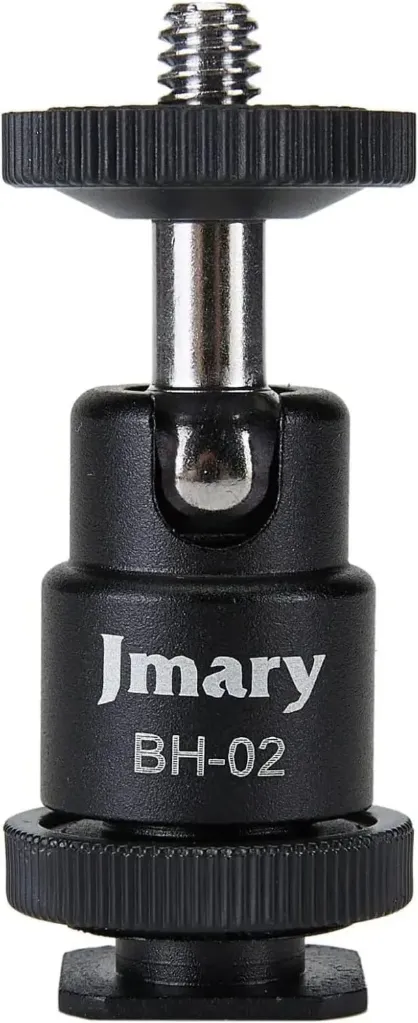 Jmary BH02 Portable Metal Phone Mount with 360° Ball Head, Cold Shoe & 1/4″ Screw for Tripod