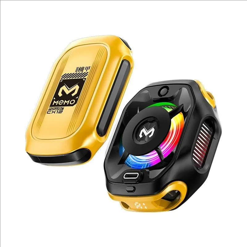 [MEMO CX12] GQ MEMO CX12 Mobile Phone Cooler, Magnetic Semiconductor Ice Cooling Radiator With AI Digital Display 2000mAh Battery, RGB Lighting, Type-C, 54x69.5x44mm 