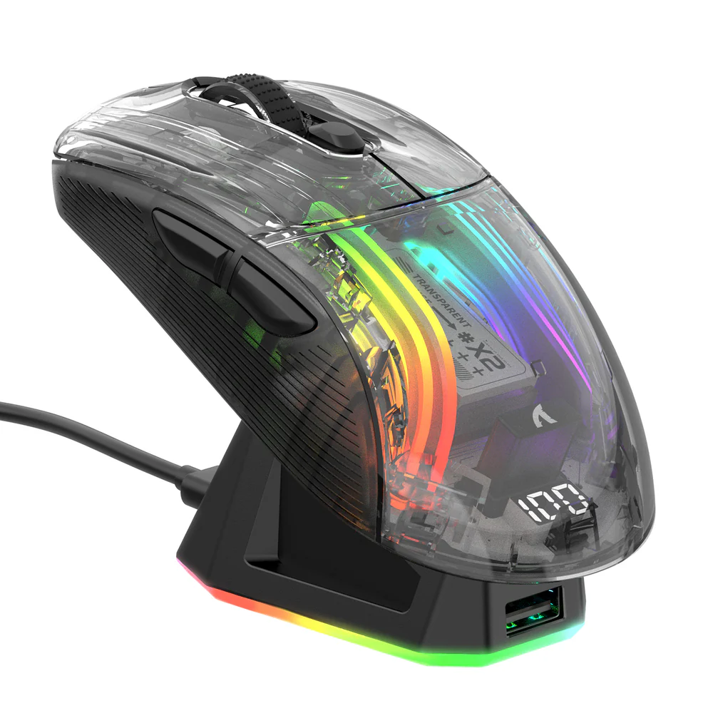 [X2 Pro BLACK] ATTACK SHARK X2PRO Wireless Gaming Mouse with Charging Dock Magnetic Charging Dock, BT/2.4G Wireless/Wired Gaming Mouse BLACK