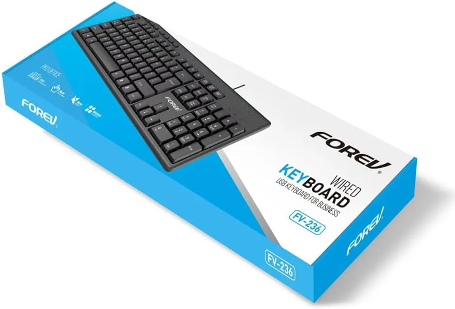 FOREV FV-236 Wired USB keyboard, Black ; Arabic + English 