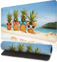 Large Gaming Mouse Pad Fun Beach Pineapple ( 70cm x 30cm x 2 mm )Computer Keyboard Mouse Pad with Non-Slip Base and Stitched Edge for Home, Office, Gaming and Work