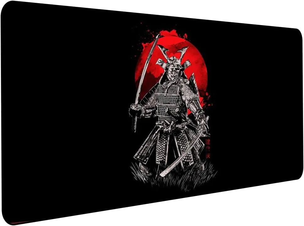Japanese Iron Samurai Gaming Mouse Pad (70× 30cm) for Keyboard and Mouse Desk Mat – Anti Slip Rubber Base – Stitched Edges – Waterproof – Speed Edition 
