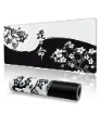 Japanese Black & White Flowers Gaming Mouse Pad Mat XL Size Anti Slip Base – Speed Edition | 70 X 30 cm 