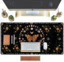 Large Gaming Mouse Pad Mushroom Phase Moon Phase Desk Mat, Boho Flowers and Leaves Computer Big Mouse Pad Washable Cloth Non-Slip Rubber Base Keyboard Pad Mouse Mat for Office with Stitched Edges ( 70cm x 30cm x 2