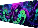 Octopus Desk Mat Gaming Mouse Pad Neon Cthulhu Monster Cool XL Mouse Pad Large Mousepad Extended Laptop Keyboard Mat Gaming Desk Pad Mouse Mat Office Computer Keyboard Laptop Home 70*30*2mm 