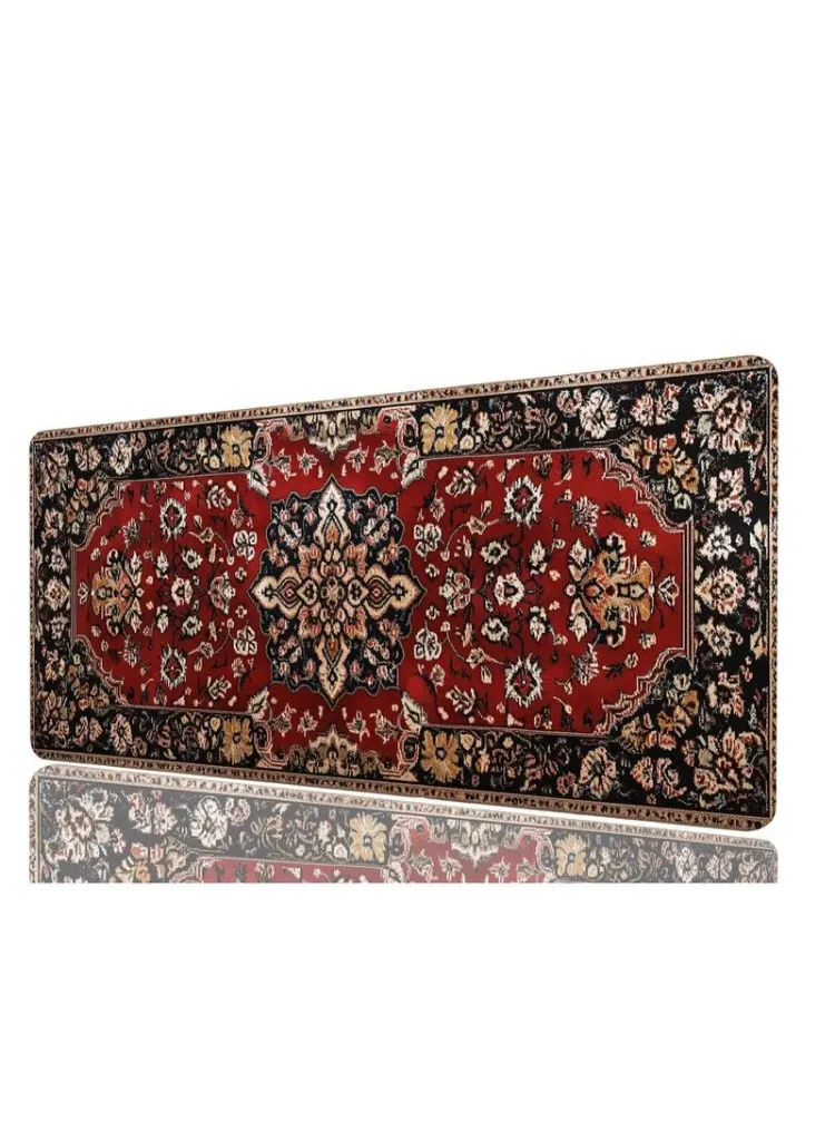 Bohemian Gaming Large Mouse Pad Retro Boho Red Mousepad Large Gaming Mouse Pad Laptop Keyboard Mat Non-Slip Rubber Base Keyboard Desk Pad for Home Office Study Game 31.5”x11.8”