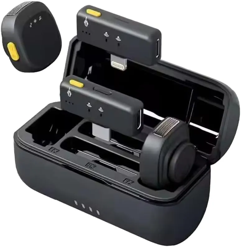 [SX27] Professional Dual Wireless Microphone SX27 with magnetic clips, Noise Cancellation, for iPhone & Type-C, Perfect for Live Streaming & Video Recording with a Portable Charging Case 