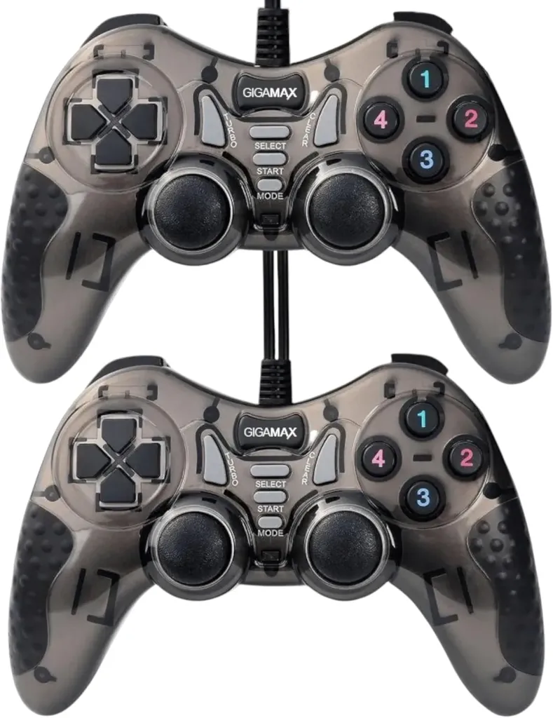[GigaMax GP8072] GigaMax GP-8072 Turbo - Gamepad Dual Vibration - USB Wired Gaming Controller for PC - High-Quality 