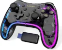 Gigamax GP-2024 Wireless Transparent RGB Gamepad - Vibration Feedback - Compatible with PC, PS4, PS3, XBox 360 & Android - High-Quality - 10-Hour Battery Life 