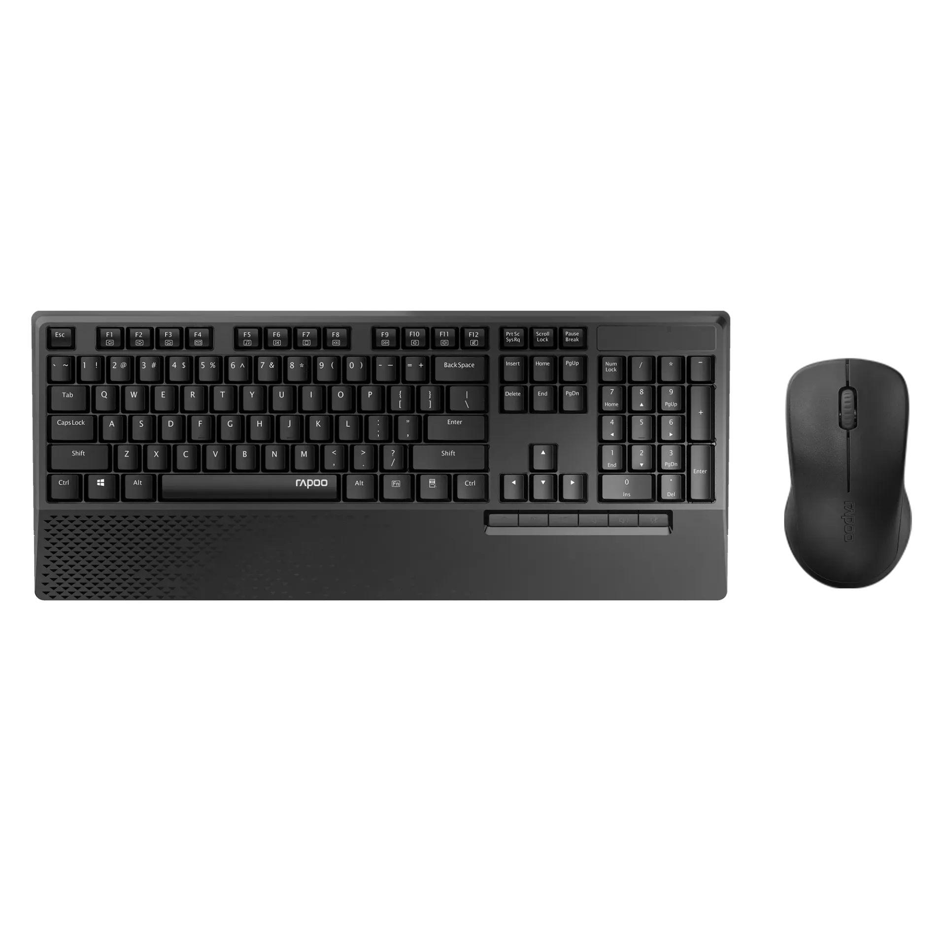 Rapoo x1960 wireless spill-resistant keyboard and mouse combo w/palm rest - black 