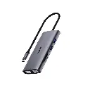 Rapoo XD101 USB C Hub 10-in-1 with 4K HDMI, 100W PD Fast Charging, 2 USB 3.0 Ports, RJ45 Ethernet, SD/TF Card Reader – Compatible with MacBook, Windows, Android – 200mm Cable, Metal Body