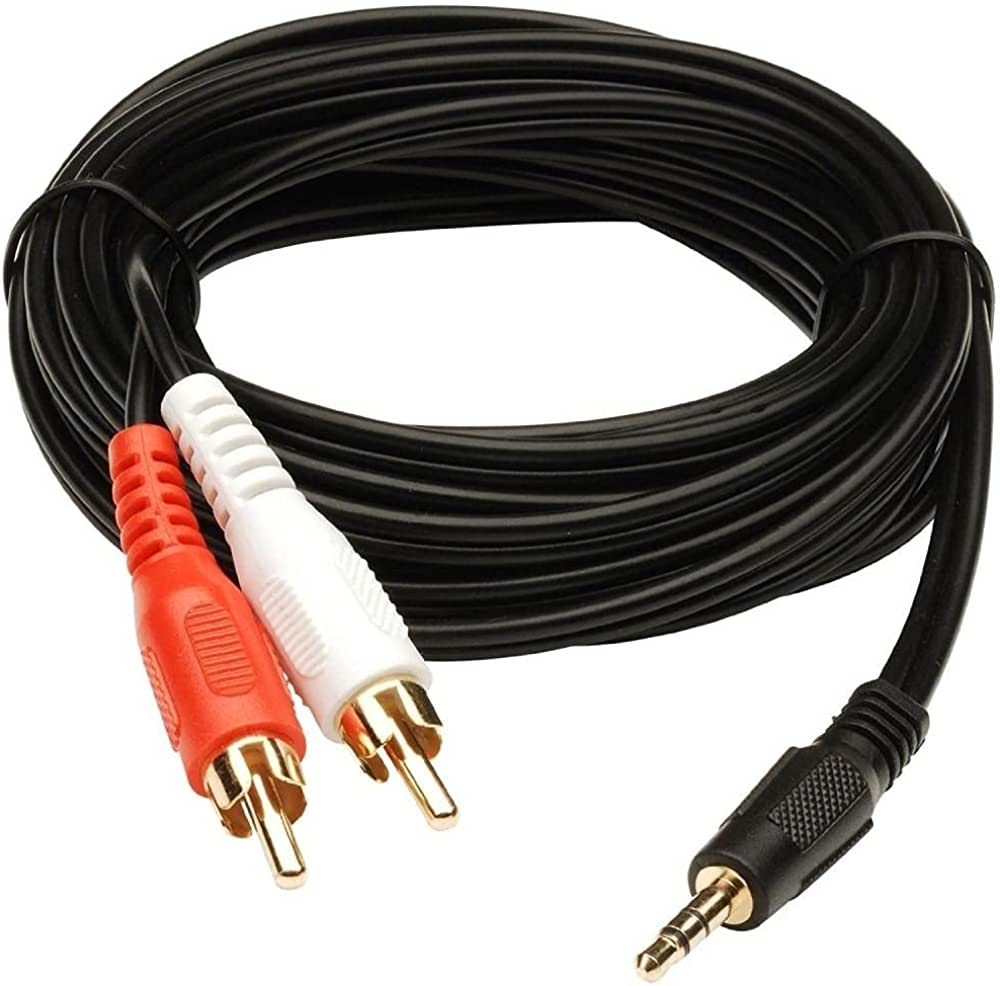 [2*1 3M] Gold 3.5mm stereo 2rca to aux cable for audio video 3 meter, USB