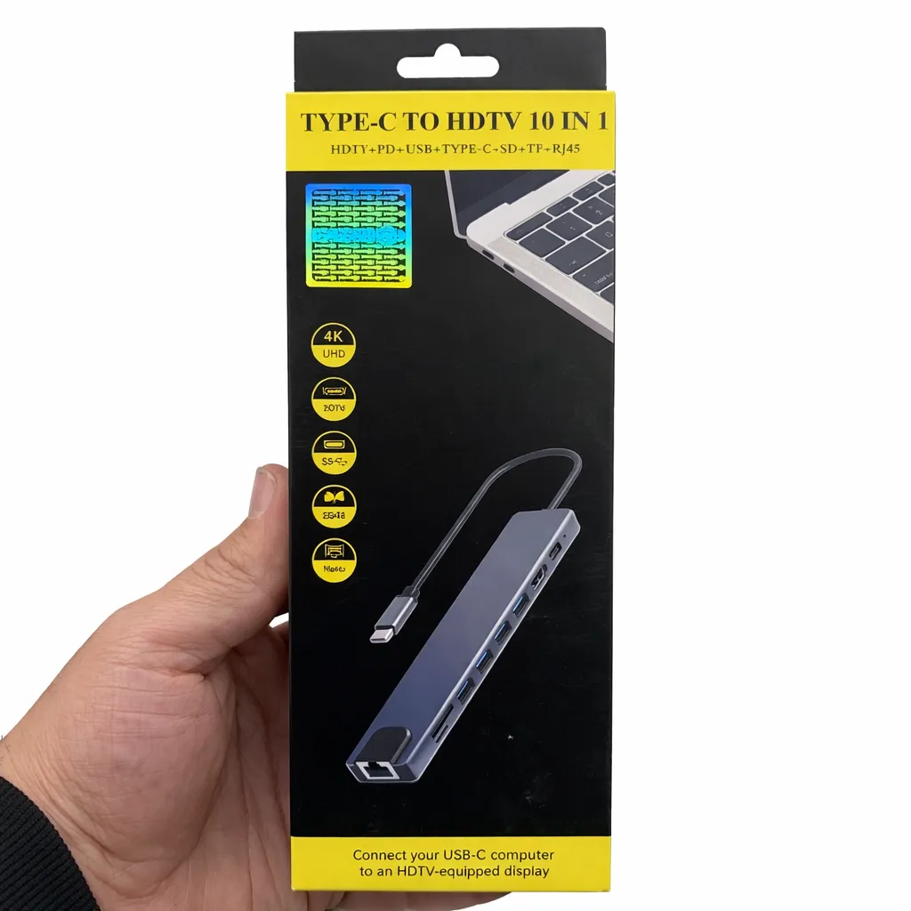 USB Type C Hub Adapter 10-in-1 - USB C Hub with 4K HDMI-Gigabit Ethernet- 4 USB 3.0 Port - 2 USB C 100W PD Charging - for MacBook Pro/Air, Dell XPS, iPad Pro, Samsung Dex, Surface and More (10x1) 