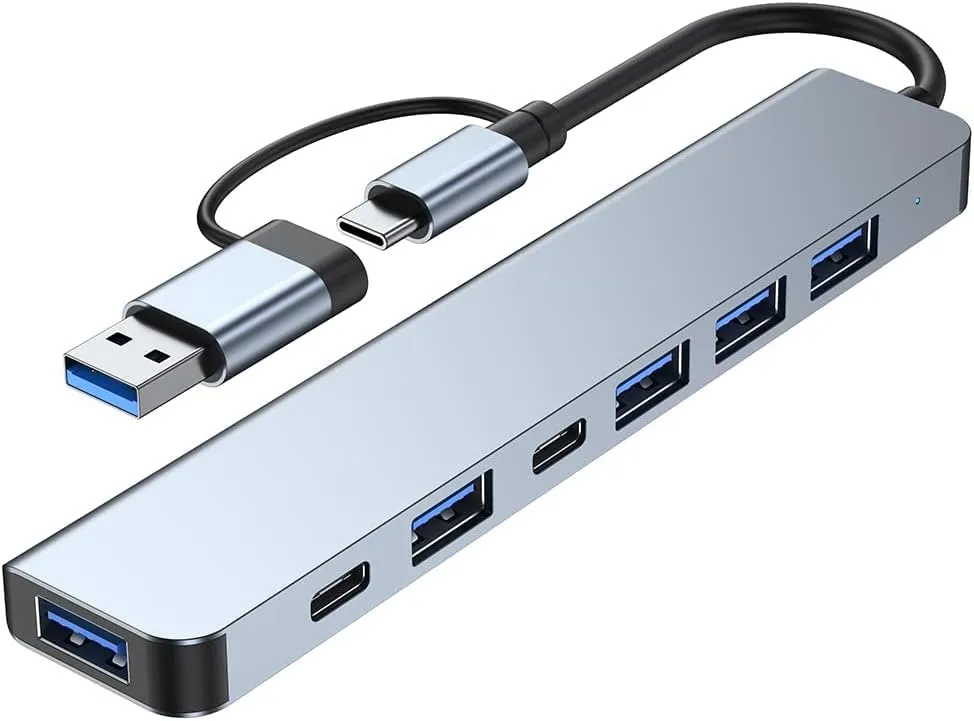 [7*1] USB C Hub 3.0, CRTEPST 7 in 2 Multiport Hub Adapter with 1 USB 3.0/100W PD Charging Hub and 4 USB 2.0 Compatible with MacBook Air/Pro, iPad Pro, Windows 