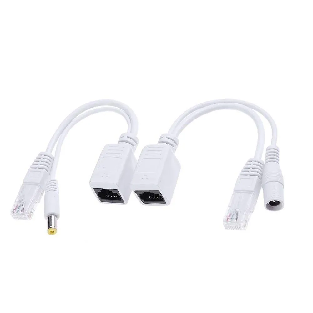 [poe] LipiWorld Power Over Ethernet Poe Injector Splitter Adapter Poe Cables for Internet Protocol Camera, White 