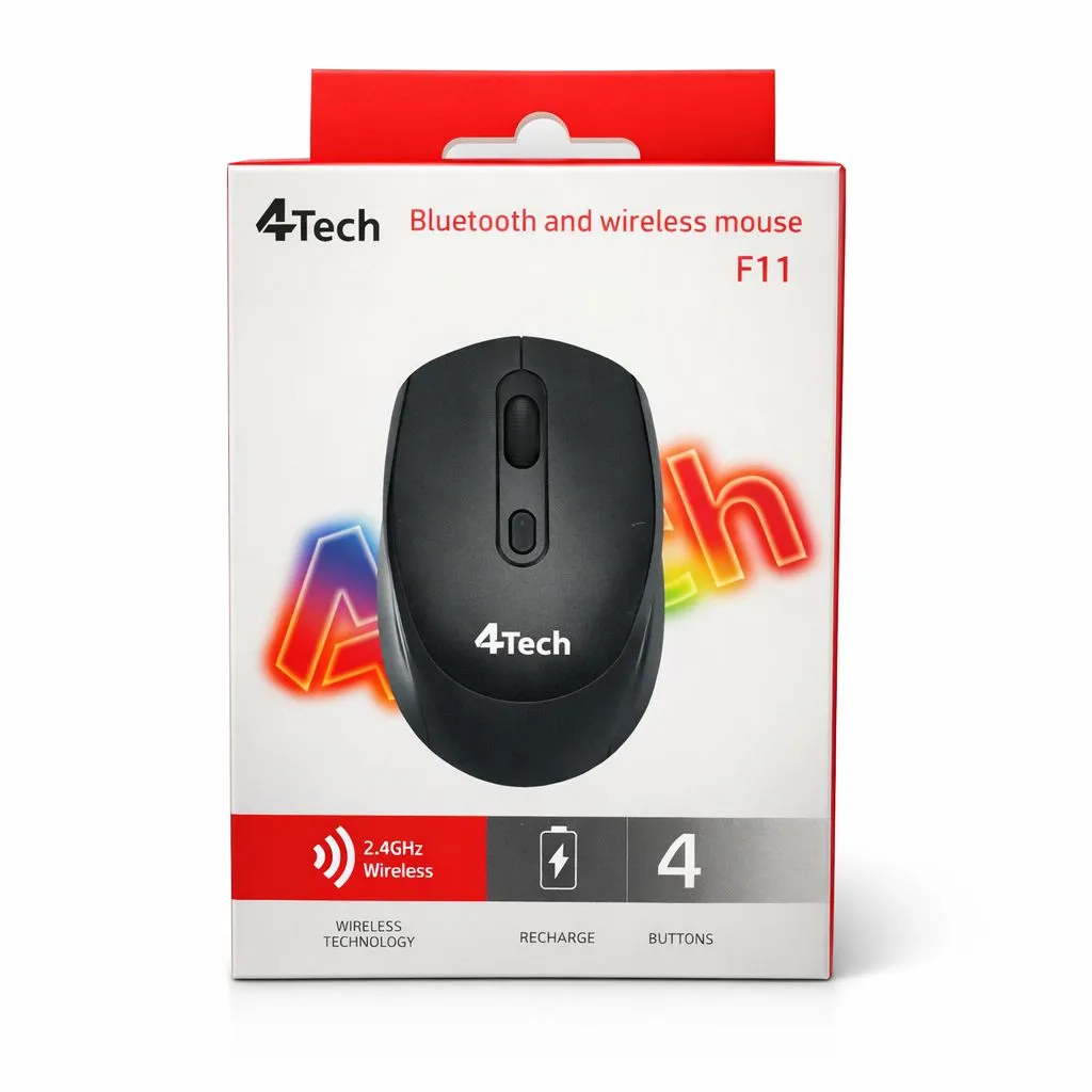 [4TECH f11 f13] 4TECH f11 f13Wireless Bluetooth5.1&2.4G Mini Lightweight Mouse,Transparent Clear Cool,Rechargeable Silent Computer Mice,Nano USB C Receiver,LED Battery Magic Silm