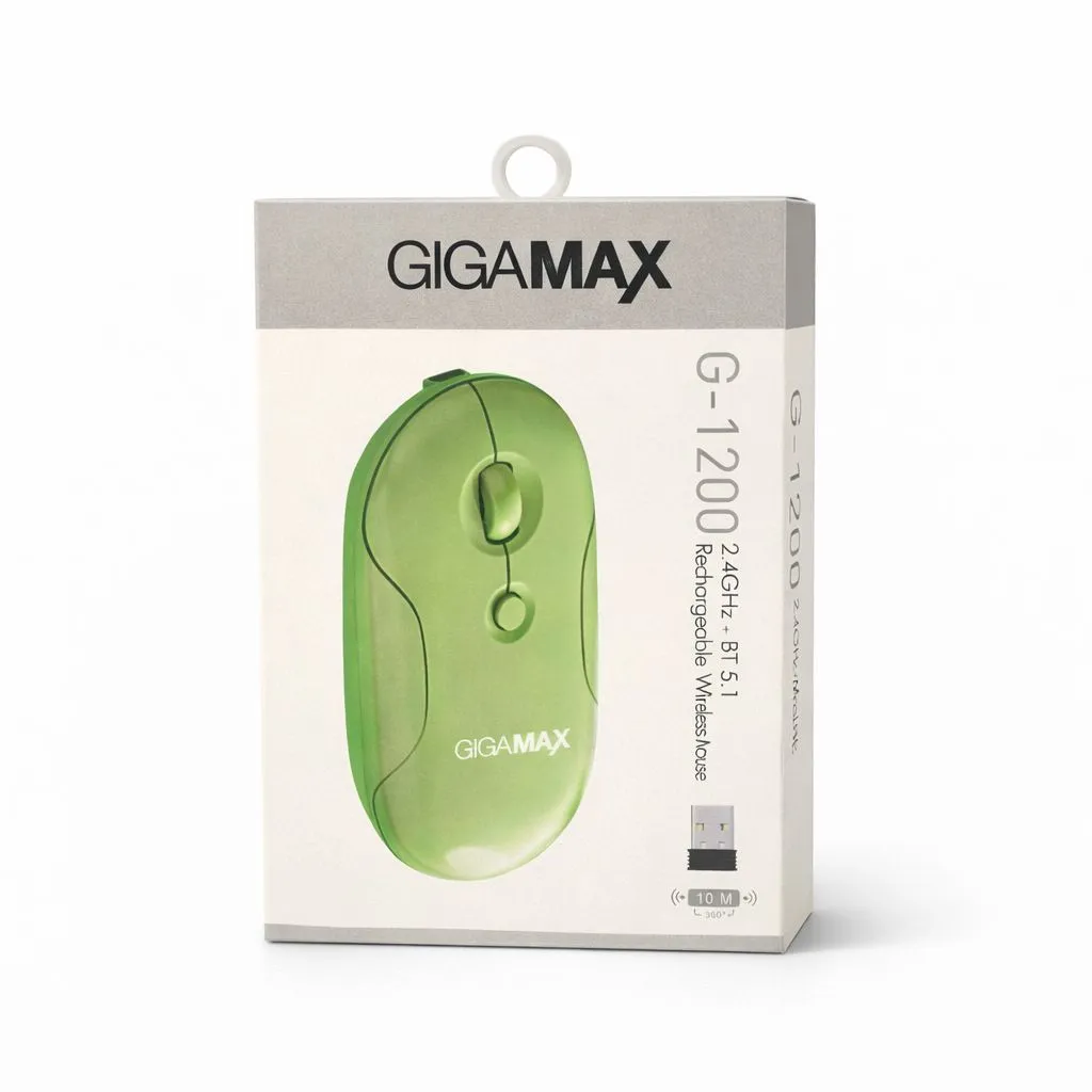 GIGAMAX G-1200 Wireless Rechargeable Gaming Mouse – Ergonomic Lightweight Design, Adjustable DPI, Stable Professional Performance