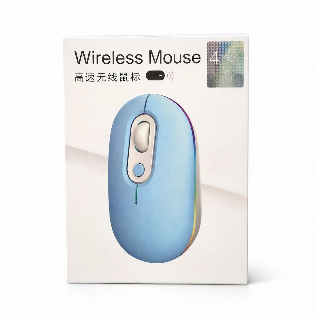 [f9] 4TECH f9Wireless Bluetooth5.1&2.4G Mini Lightweight Mouse,Transparent Clear Cool,Rechargeable Silent Computer Mice,Nano USB C Receiver,LED Battery Magic Silm
