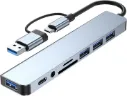 8-in-1 USB C Hub pro Multi-Port Adapter,3 USB 2.0 Ports,1 USB 3.0 Port,SD/TF Card Reader,3.5 Audio Port,Portable USB C Hub for Tablet PCs,Laptops,PS5/PS4,Switches,Flash Drives
