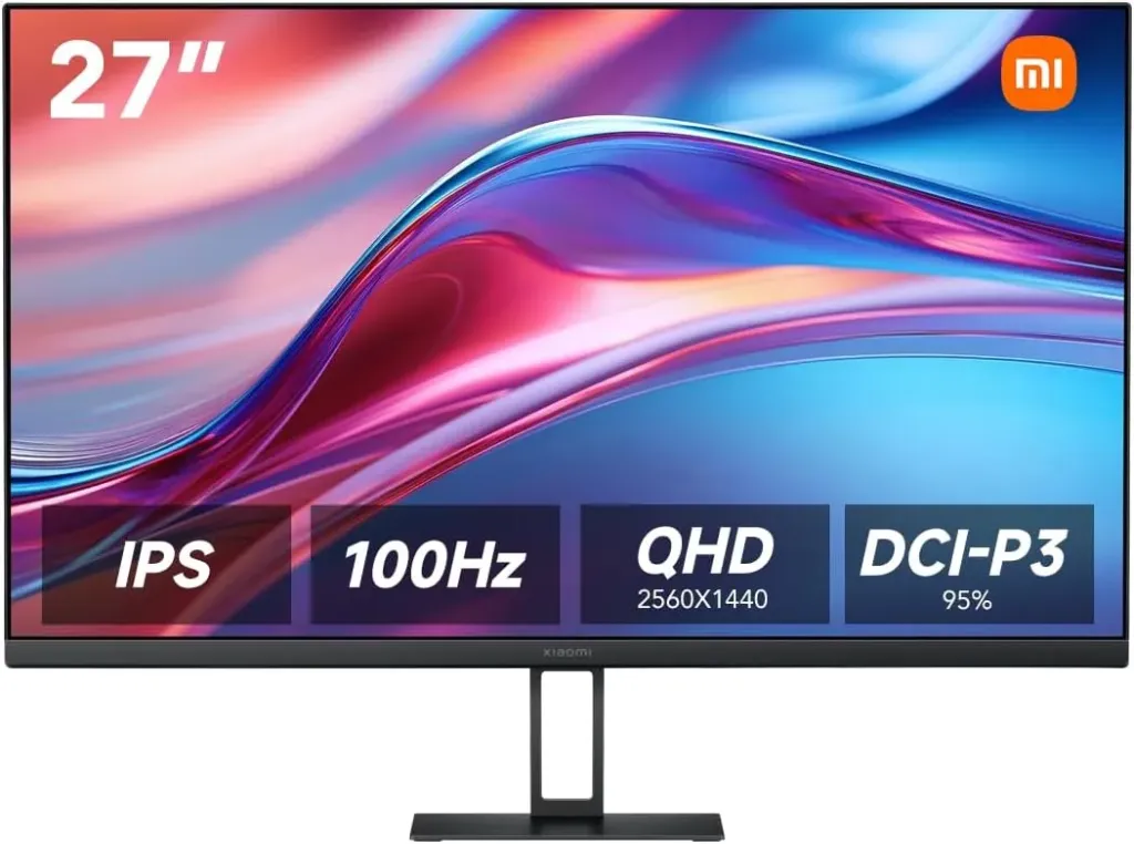 [A27QI] Xiaomi 27" 2K QHD IPS Monitor G27Qi – 2560x1440 Resolution, 75Hz Refresh Rate, 100% sRGB, Low Blue Light, HDMI & DisplayPort, VESA Mount Compatible |1 year manufacturer warranty