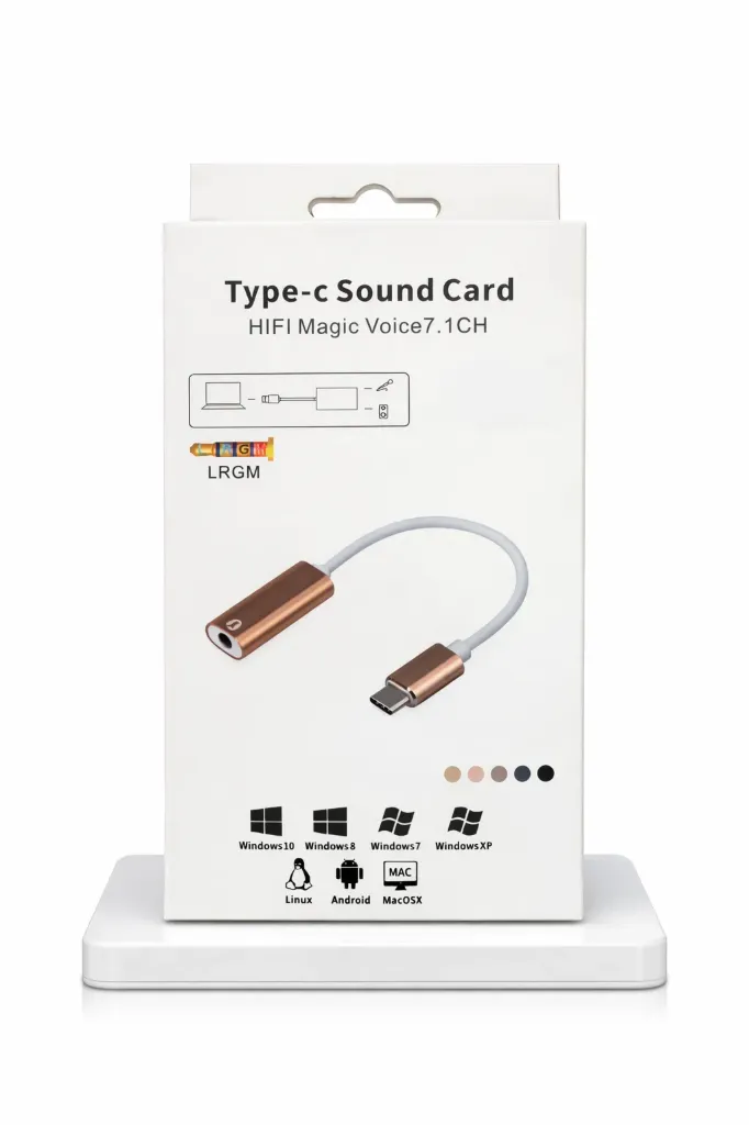 USB-C External Sound Card – 3.5mm Jack – Virtual 7.1 (Magic Voice)