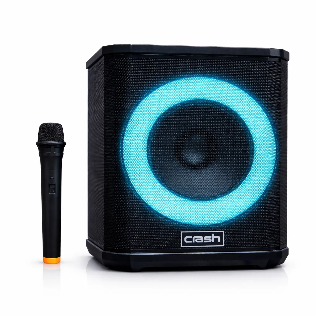 Crash Pro 6000 Rechargeable Bluetooth Party Speaker 8" 35W + Wireless Microphone