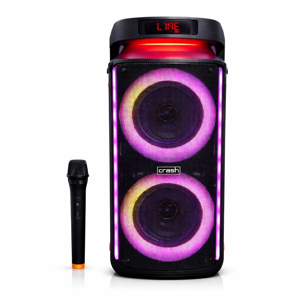 Crash Boom 6060 Dual 6.5-Inch 30W Party Speaker + Wireless Microphone (AC 220V)