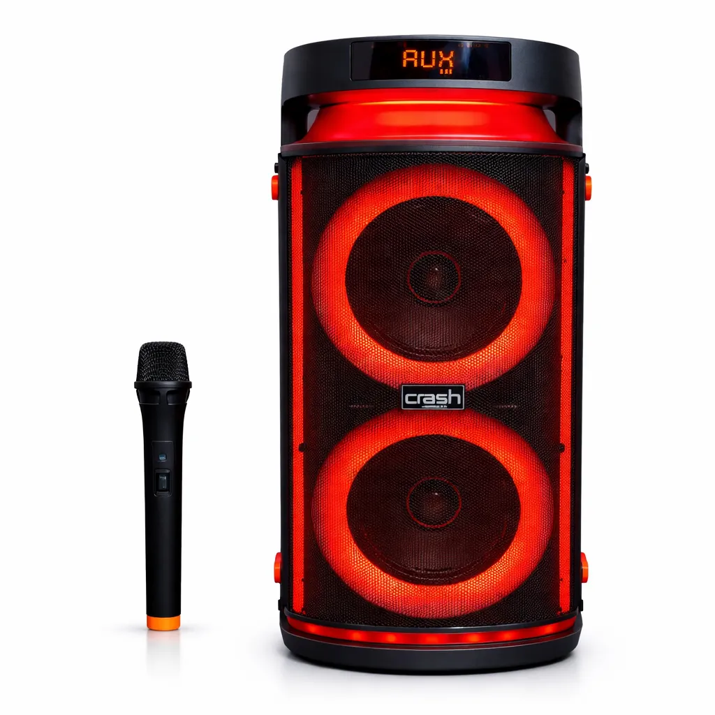 Crash Boom 6080 Dual 6.5" 40W Party Speaker + Wireless Microphone (AC 220V)
