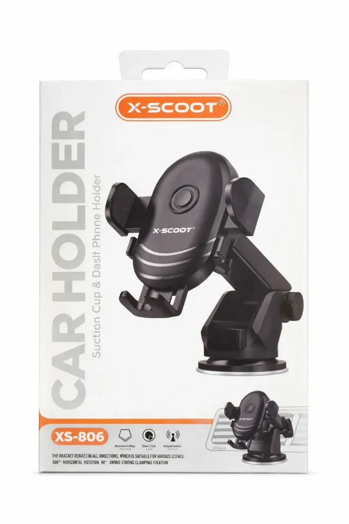 X-Scoot XS-806 Car Phone Holder – Suction Cup | 360° Rotation | One-Click Clamp