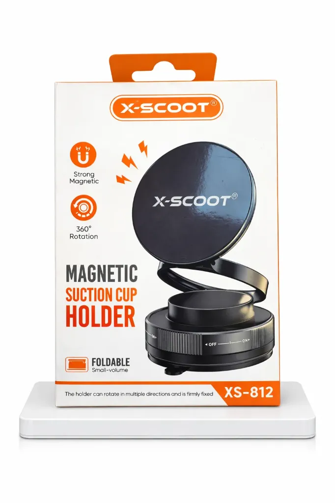 X-Scoot XS-812 Magnetic Car Phone Holder – Suction Cup | 360° Rotation | Foldable Design