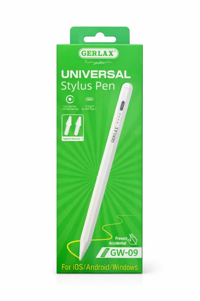 GERLAX GW-09 Universal Stylus Pen – Type-C Charging | For iOS, Android & Windows
