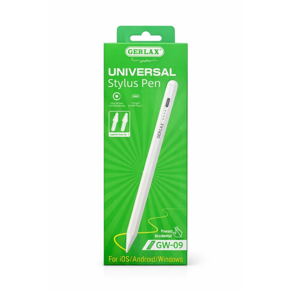 GERLAX GW-09 Universal Stylus Pen – Type-C Charging | For iOS, Android & Windows