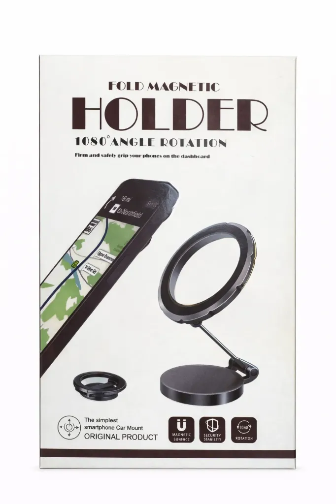 G118 Foldable Magnetic Car Phone Holder – 1080° Rotation | Strong Magnet | Dashboard Mount