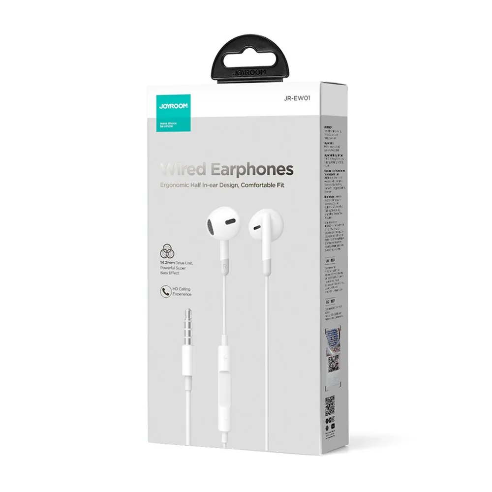 JOYROOM EW01 3.5mm Plug Half-in-ear Earphones with HD Mic Wired Headphones