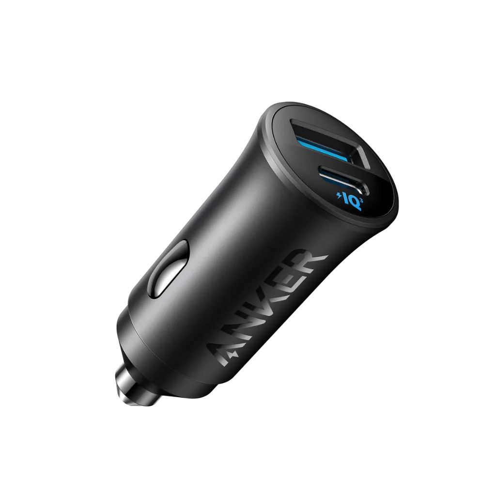 Anker USB-A + USB-C Car Charger, 30 Watt, 2 Ports, Black - A2741611