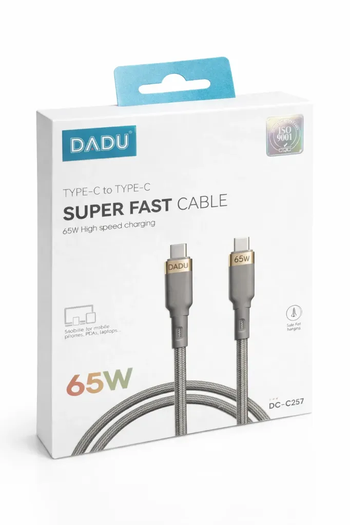 DADU Type-C to Type-C Super Fast Charging Cable 65W – PD High Speed DC-C257