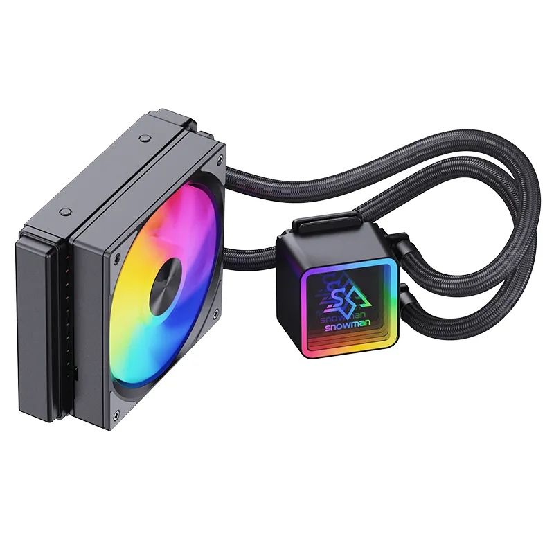SNOWMAN KS120 RGB ARGB CPU Liquid Cooler AIO Water Cooling Kit High-Efficiency Radiator Ultra-Quiet Fans for Processor PC Air black