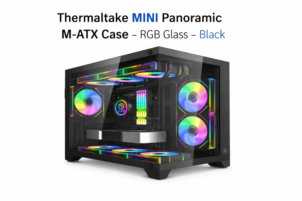 [GT-45553] Thermaltake MINI Panoramic Gaming Case BLACK – Dual Glass – M-ATX – RGB Ready